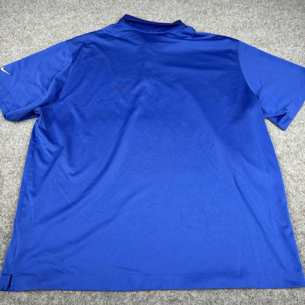 Nike Golf Polo Shirt Mens 3xl Blue Short Sleeve Nike Dri Fit Check Logo Stretch